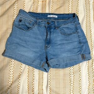 KanCan Women's Light Wash High Waisted Denim Shorts With Cuffed Hem - Size 11/29